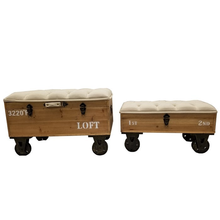 Distressed style Industrial Ottoman Set of Two by Urban Port