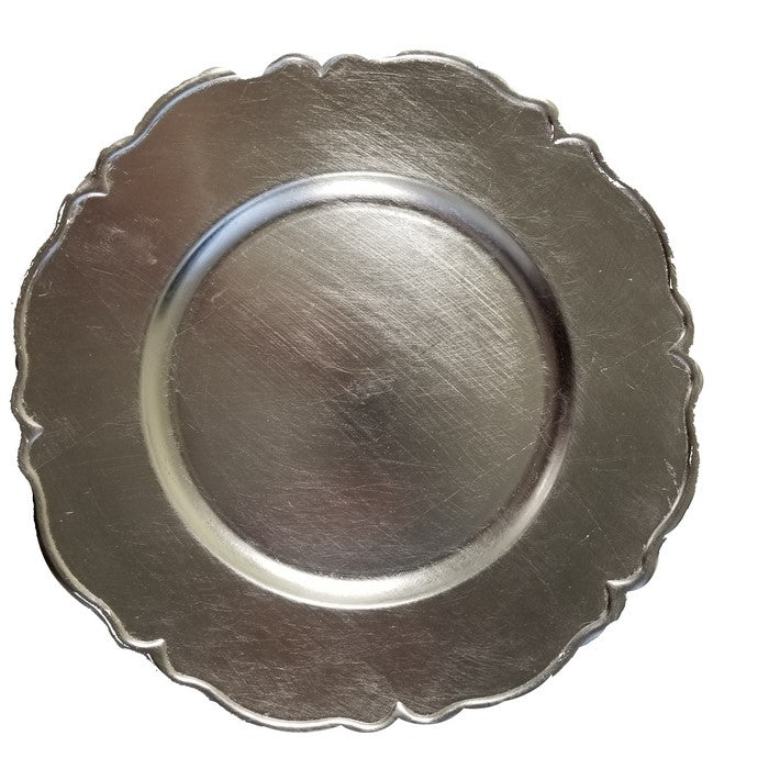 Set of 24 Silver Charger Plates 13" Dia