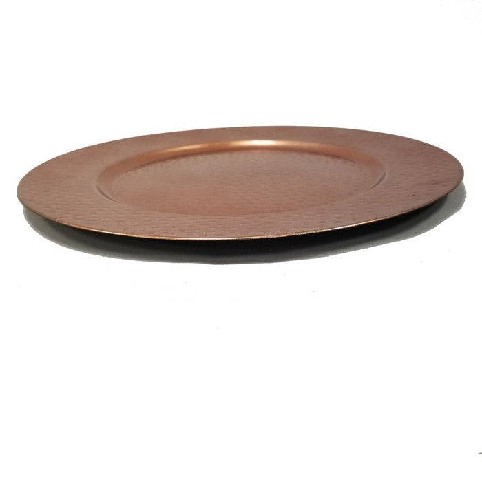 13 inch Plastic Charger Plates with Engraved Textural Details, Copper, Set of 24