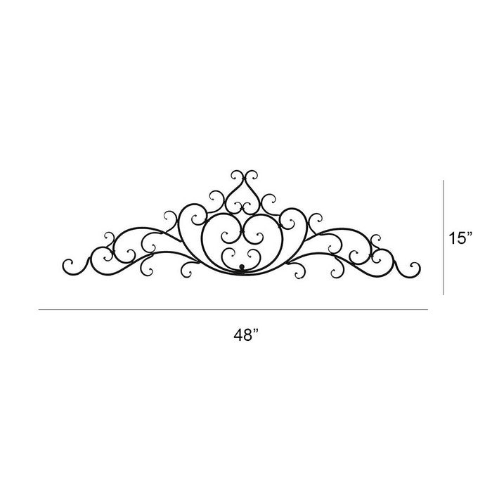 Benzara Wrought Iron Metal Wall Plaque WithDecorative Scroll, Black
