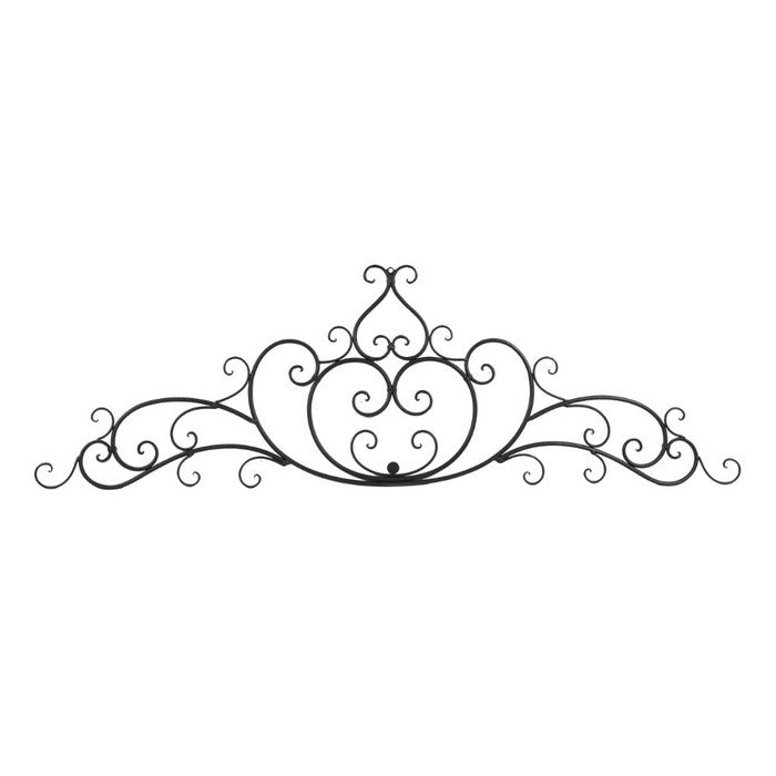 Benzara Wrought Iron Metal Wall Plaque WithDecorative Scroll, Black