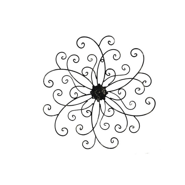 Benzara Metal Scroll MedallionDecorative WallDecor, Black