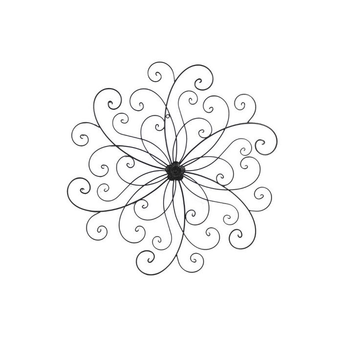 Benzara Metal Flower WallDecor With Scroll Design, Bronze