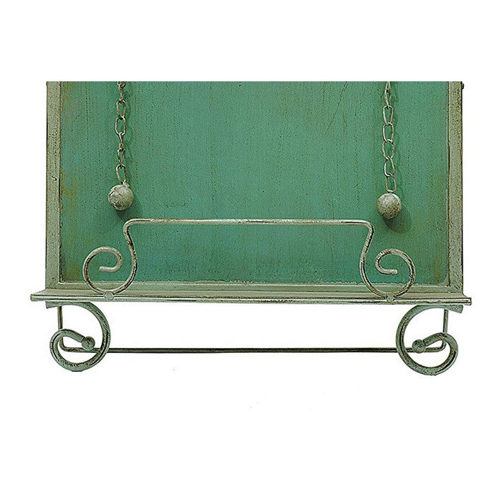 Benzara Metal Cook Book Stand With Chained Weights, Aqua Green