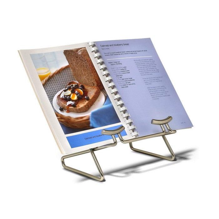 Benzara Easy Reading Metal Cook book Holder, Silver