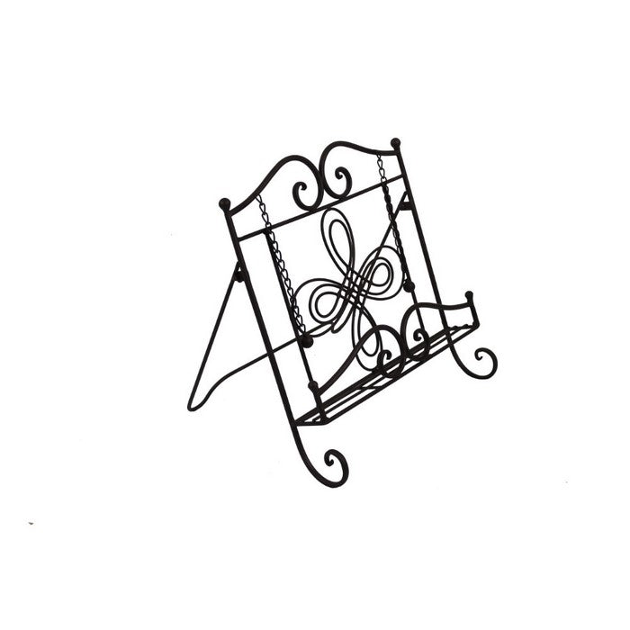 Benzara Scroll Work Design Metal Cook Book Stand, Gray