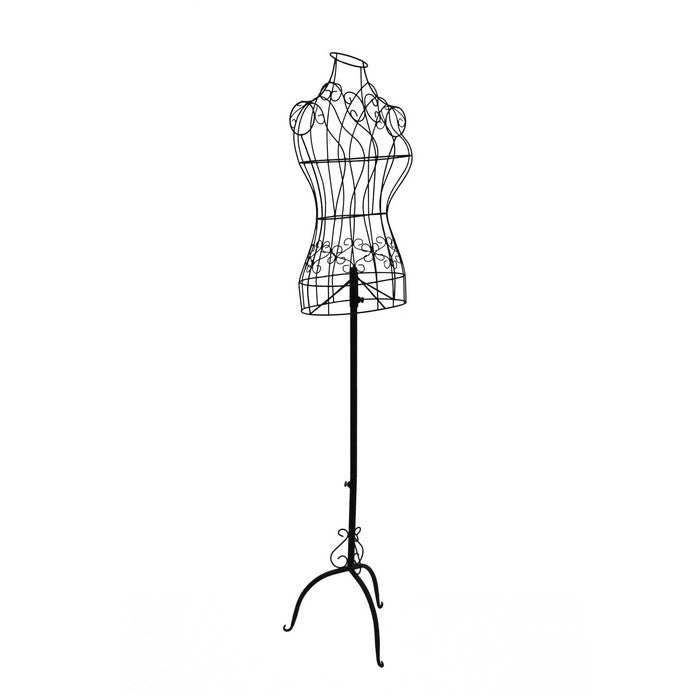 Benzara Wire Frame Metal Mannequin Display Stand With Adjustable Height,  Black