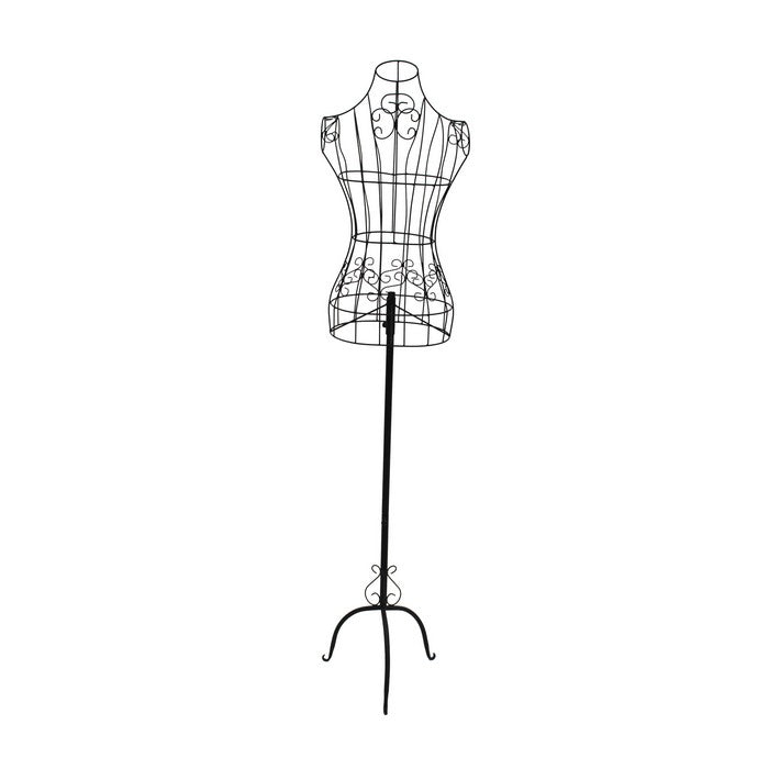 Benzara Wire Frame Metal Mannequin Display Stand With Adjustable Height,  Black