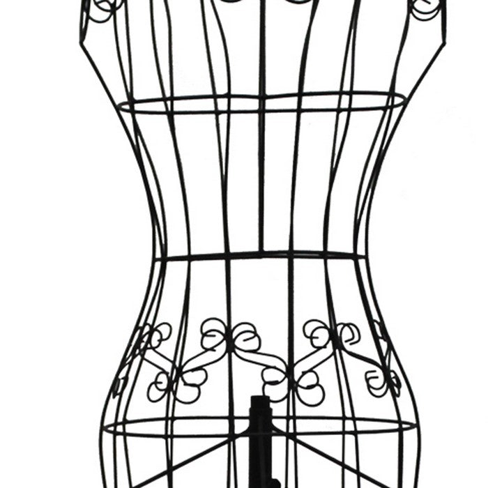 Benzara Wire Frame Metal Mannequin Display Stand With Adjustable Height,  Black