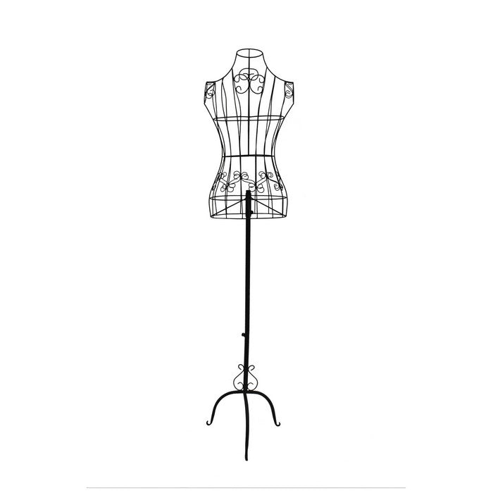 Benzara Wire Frame Metal Mannequin Display Stand With Adjustable Height,  Black