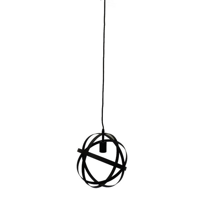 Spherical Orb Shape Metal Globe Pendant, Black