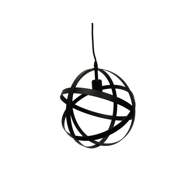Spherical Orb Shape Metal Globe Pendant, Black