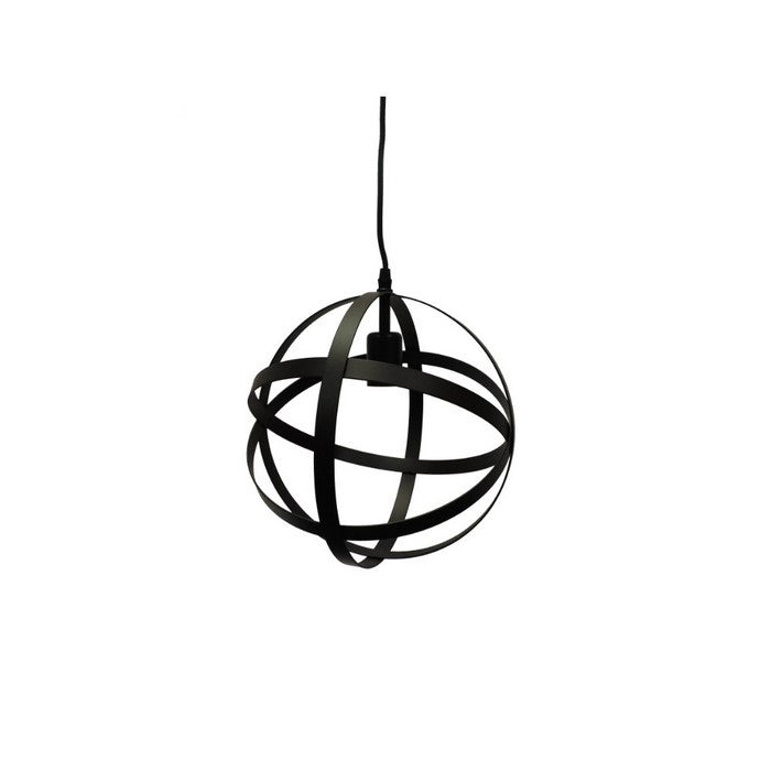 Spherical Orb Shape Metal Globe Pendant, Black