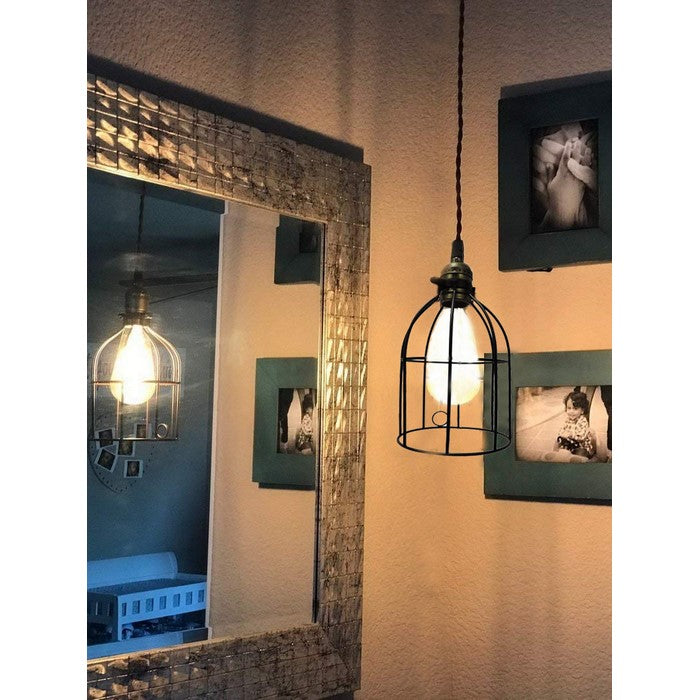Metal Bird Cage Style Lampshade Chandelier Ceiling Pendant, Black
