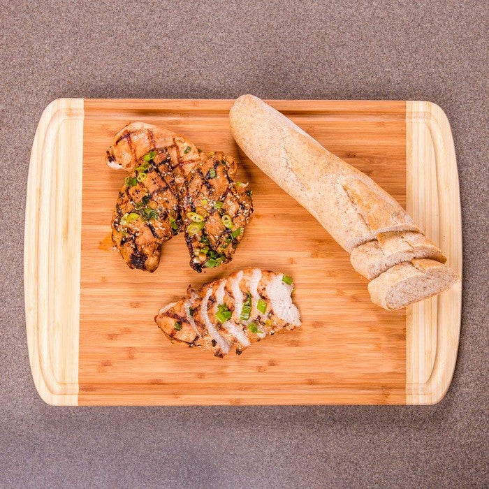 Dual Tone Finish Wooden Large Cutting Or Chopping Board, Brown
