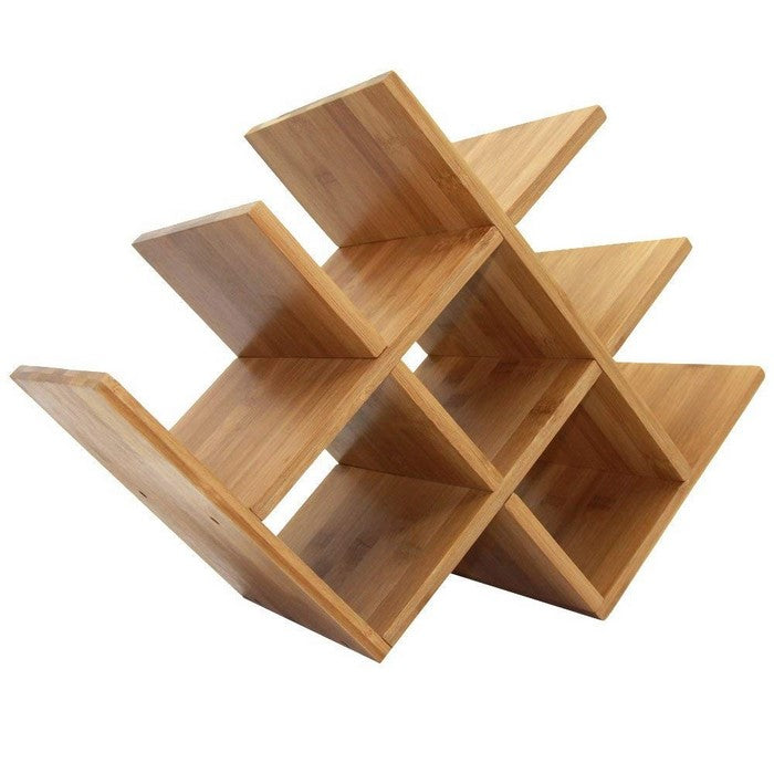 Bamboo Wood 8-Bottles Counter Top Wine Rack, Natural Wood Brown