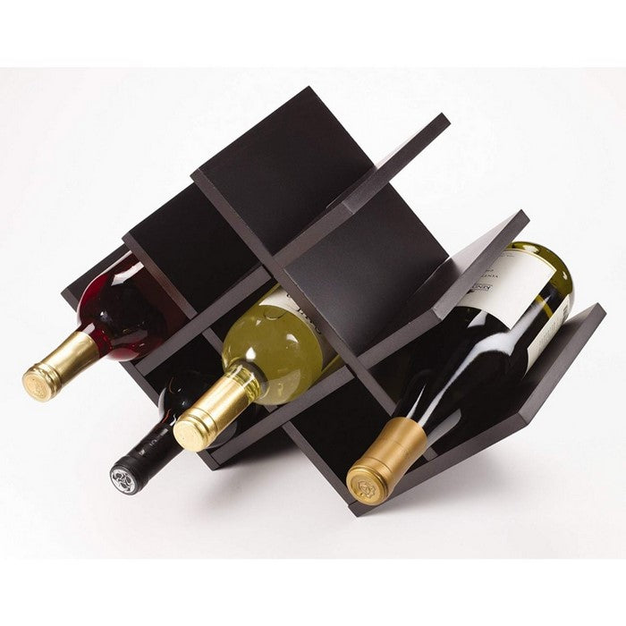 Bamboo Wood 8-Bottles Wine Rack, Black