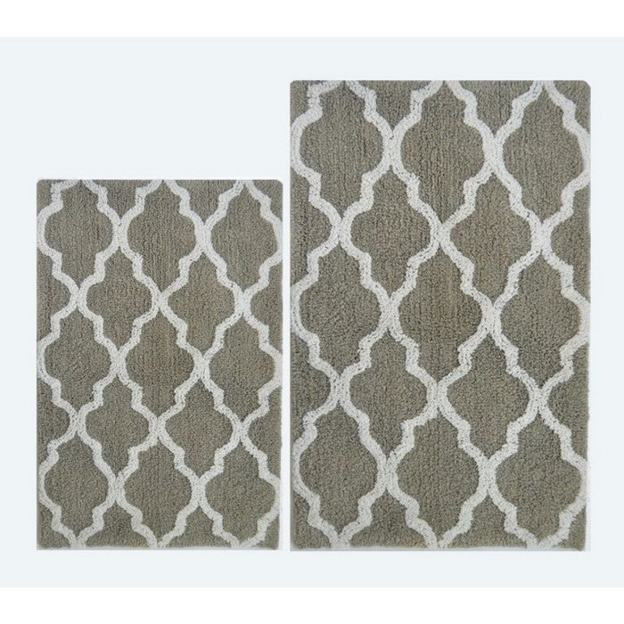 Lt. Grey/White Damask 2 Pc Bath Set