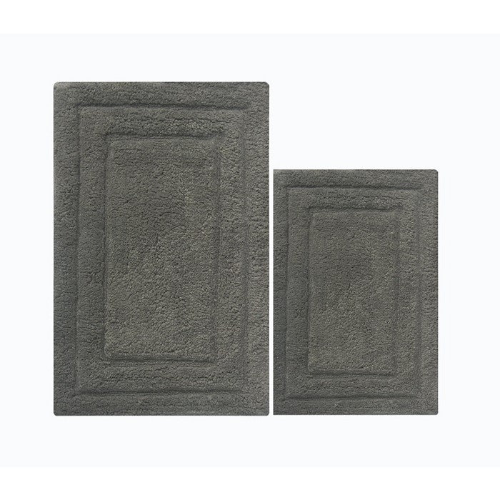 2 Piece Bath Rug Set In Cotton, Gray