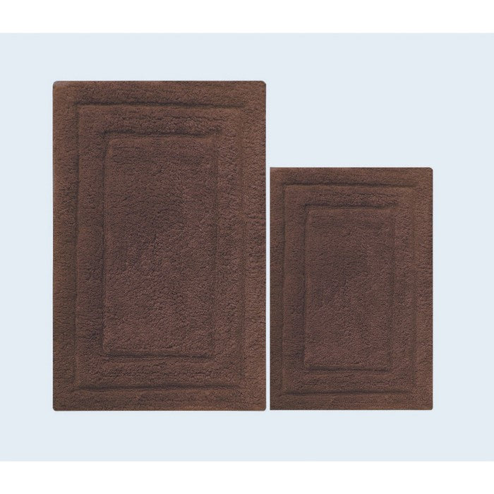 2 Piece Bath Rug Set In Cotton, Nutmeg Brown