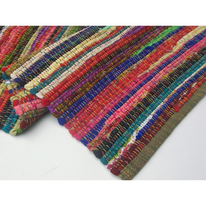 Cotton Rainbow Chindi Rag Rug, Multicolor