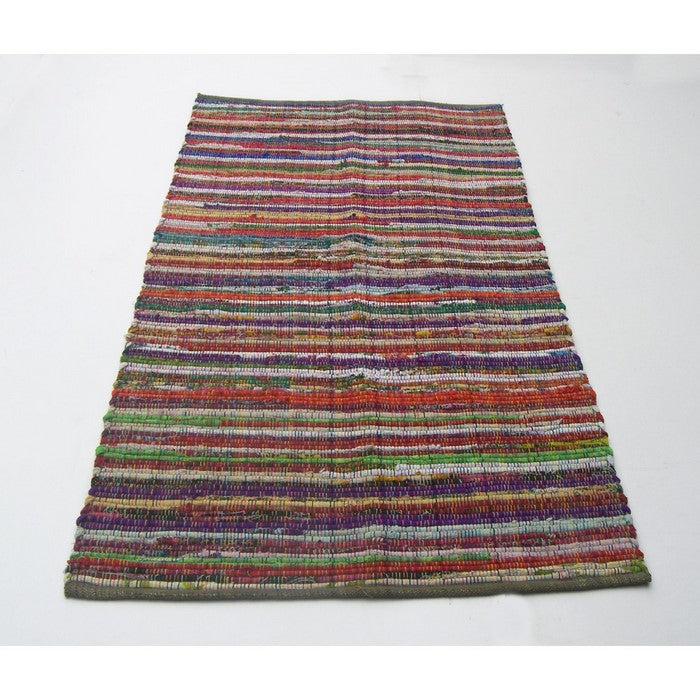 Cotton Rainbow Chindi Rag Rug, Multicolor