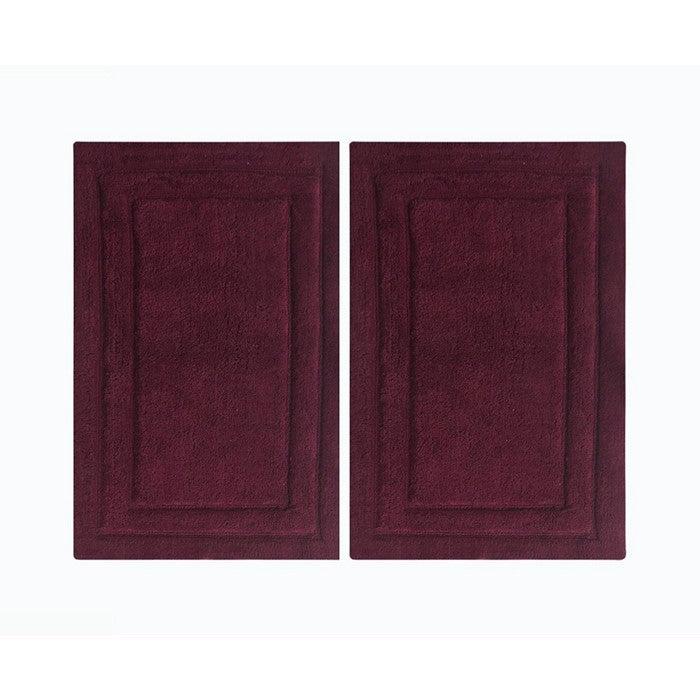 Rectangular Shape 2 Piece Cotton Bath  Set, Burgundy
