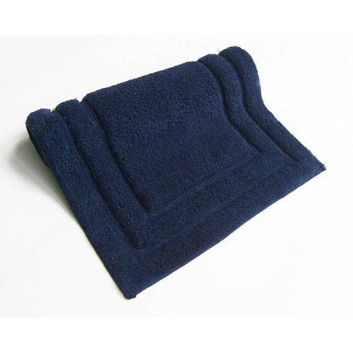 Foldable 2 Piece Bath Rug Set In Cotton, Navy Blue