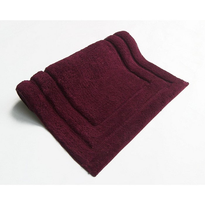 Soft and Skid Free Classic 2 Piece Bath Rug Set In Cotton, Burgundy