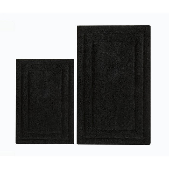 Varying Sizes Classic  2 Piece Cotton Bath Rug Set, Black