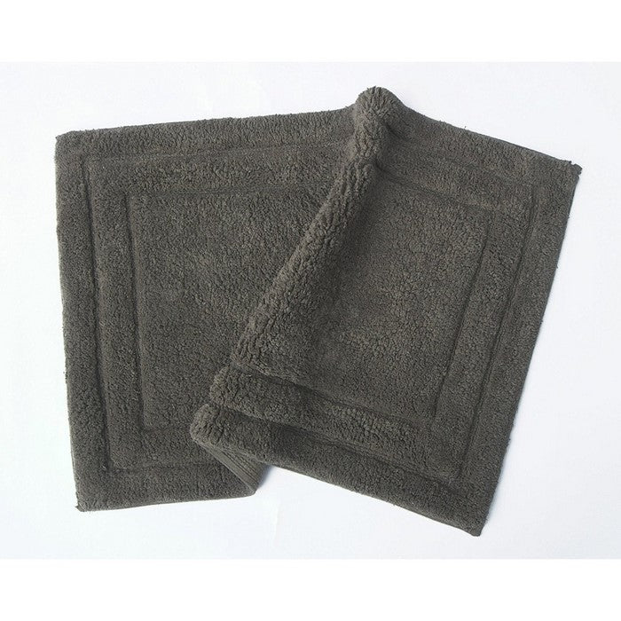 Absorbent Classic 2 Piece Cotton Bath Rug Set, Gray