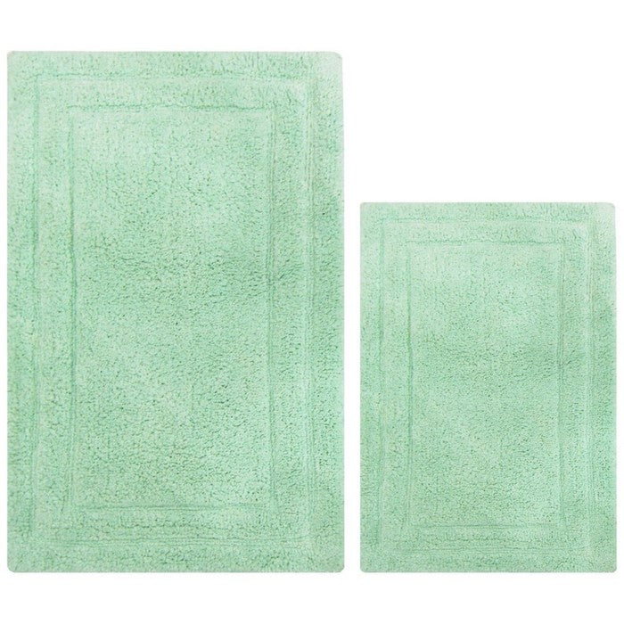 Anti Skid Classic 2 Piece Cotton Bath Rug Set, Mint Green