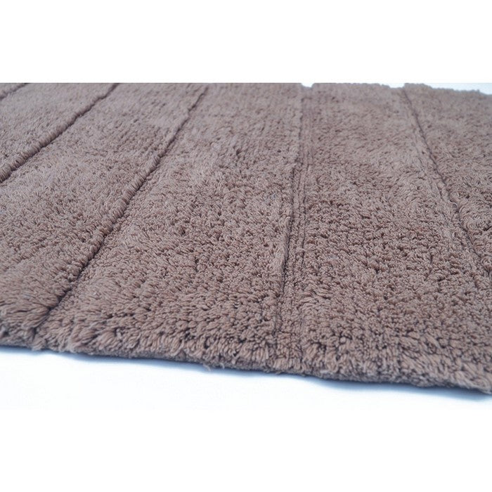 Rectangular Shape 2 Piece Cotton Bath Rug Set, Mocha Brown