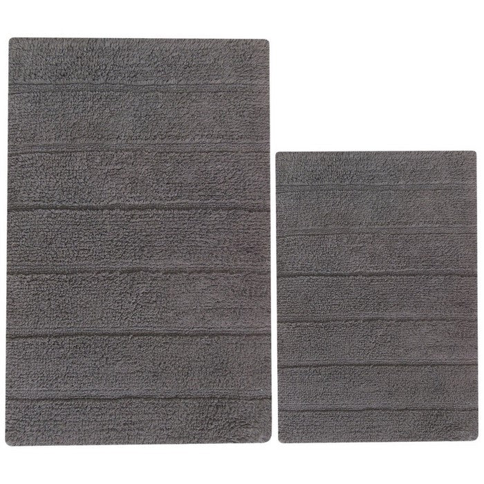 Foldable 2 Piece Cotton Bath Rug Set, Griffin Gray