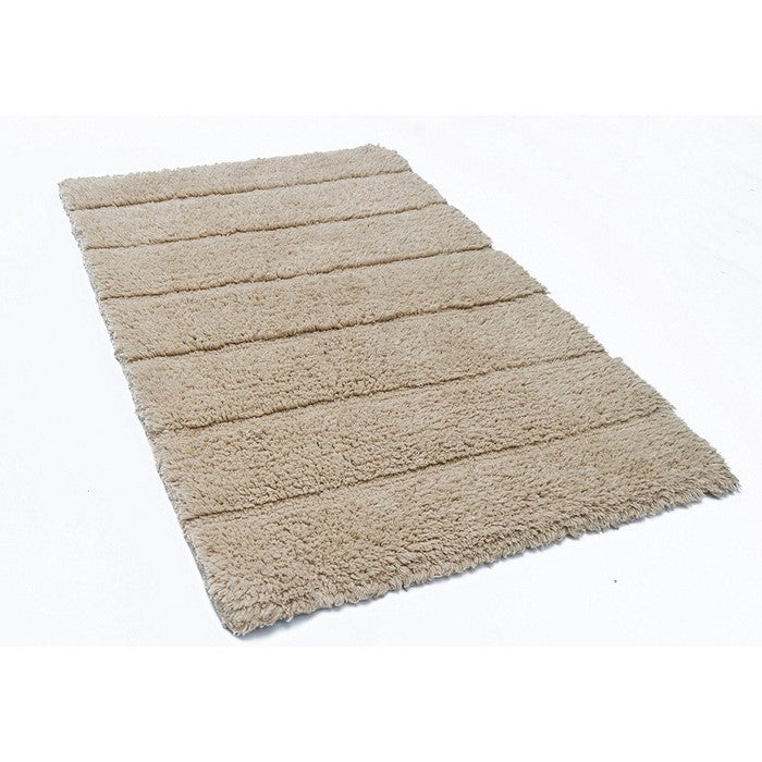 Absorbent Nature Solid Cotton 2 Piece Bath Rug Set, Beige