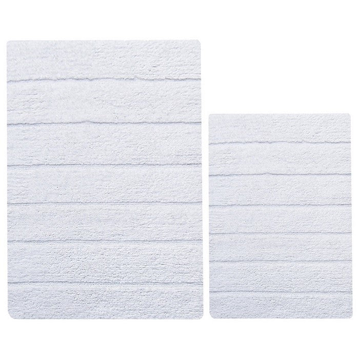 Anti-Skid 2 Piece Bath Rug Set In  Cotton, White