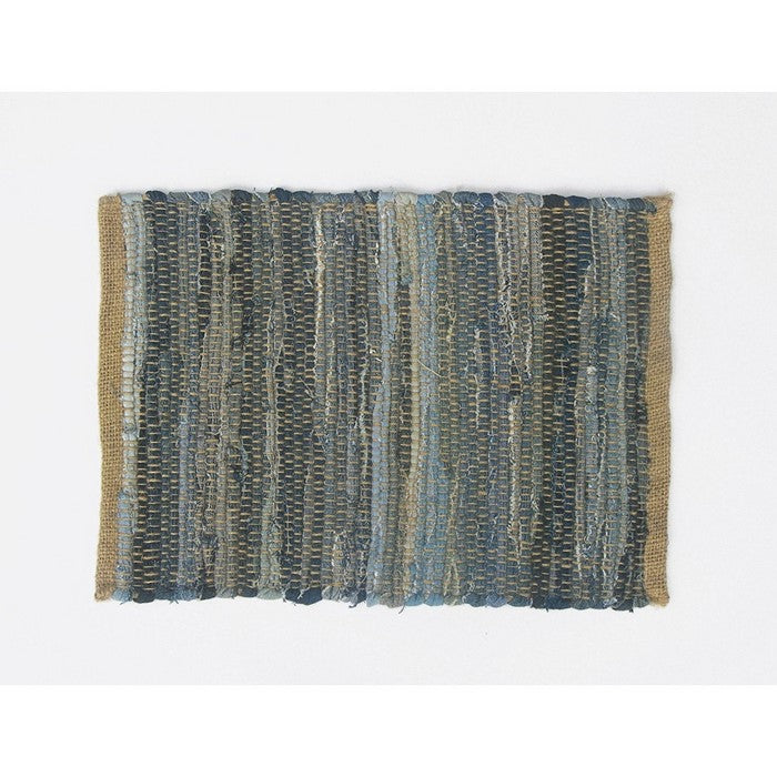 Roughly Design Jute And Cotton Denim Placemats, Set of 4, Blue