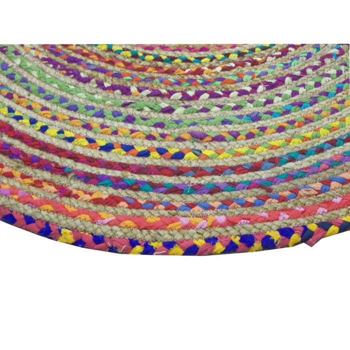 48 Inches Round Rainbow Chindi Rag Rug, Multicolor