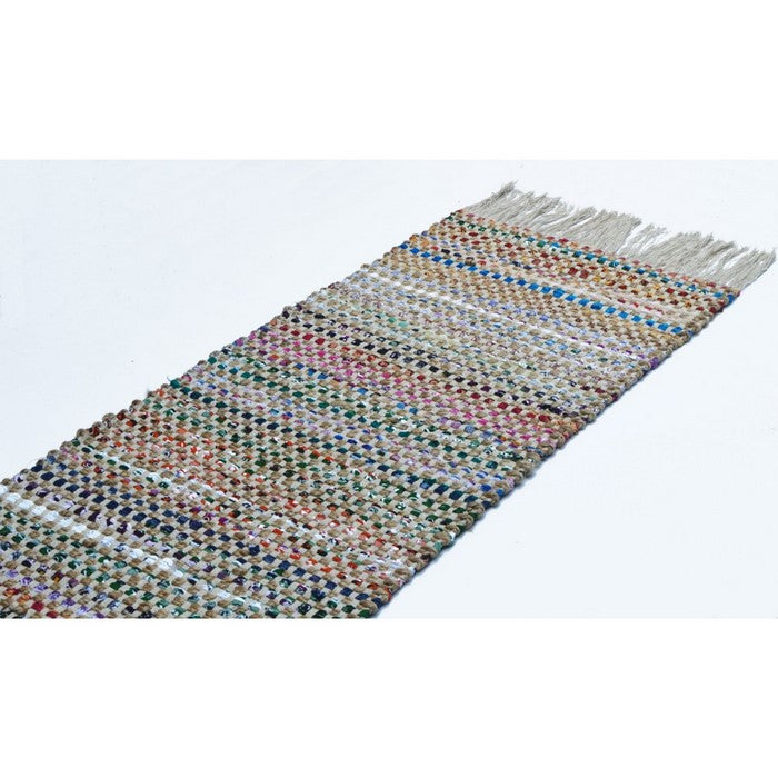 Fringe Ends Jute/Recycle Cotton Cuttings Monterey Chindi Rug, Multi