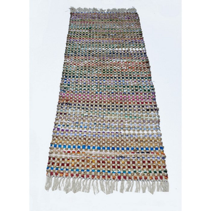 Fringe Ends Jute/Recycle Cotton Cuttings Monterey Chindi Rug, Multi