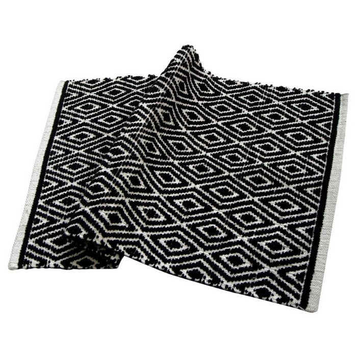 Chevron Patterned Jute And Cotton Chenille Rug, Black