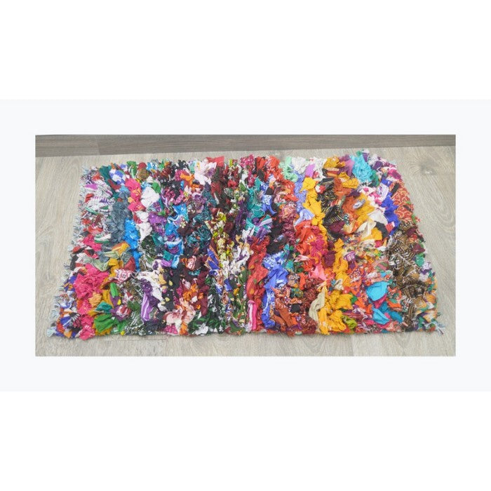 Recycle Cotton Cuttings Rainbow Chindi Shag Rug, Multicolor