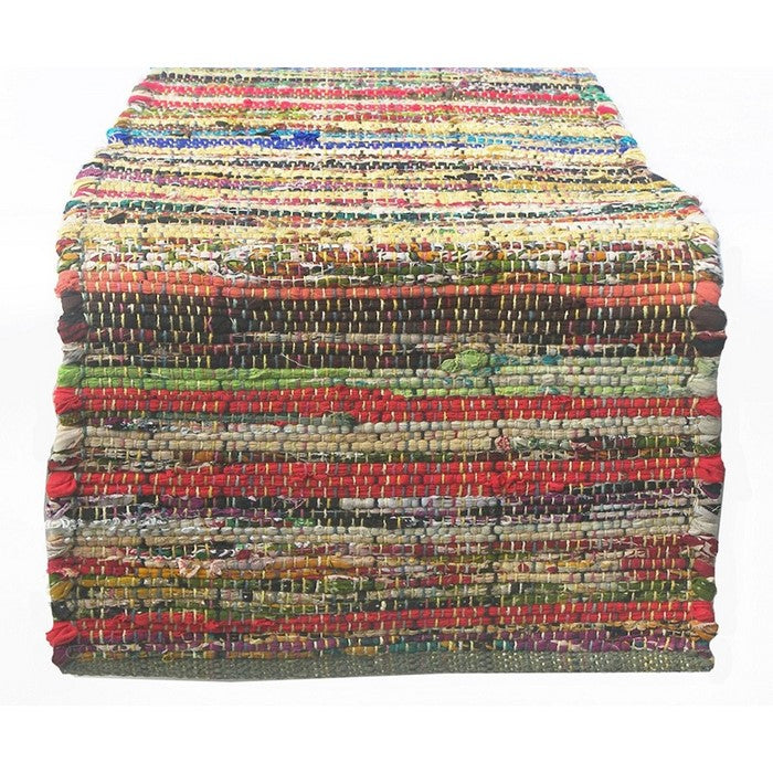 Recycle Cotton Cuttings Set Of 4 Rainbow Chindi Placemats, Multicolor