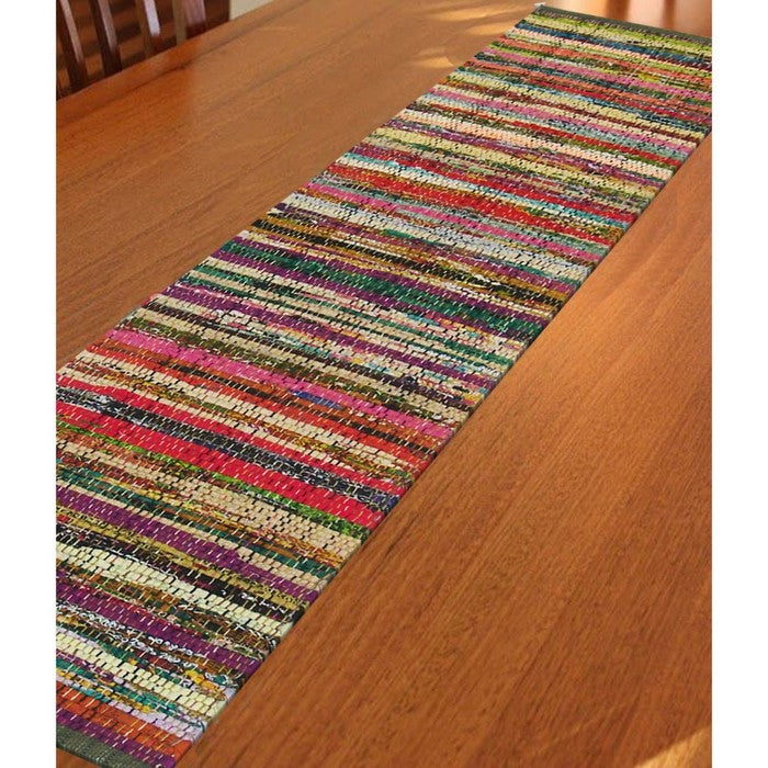 Recycle Cotton Cuttings Set Of 4 Rainbow Chindi Placemats, Multicolor