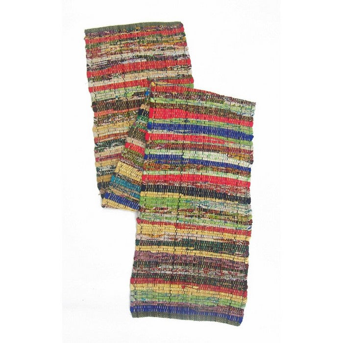 Recycle Cotton Cuttings Set Of 4 Rainbow Chindi Placemats, Multicolor