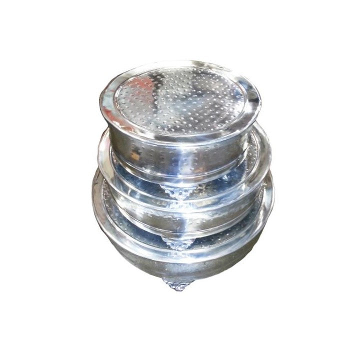Intriguing 3 Pc Round Cake Stand Hammered - Benzara