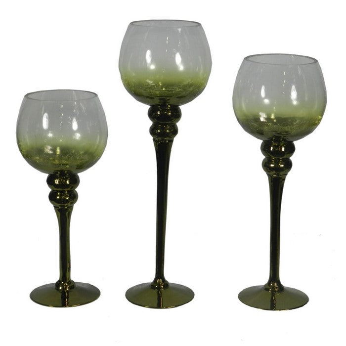 Striking Glass Candleholder Set of 3 - Benzara