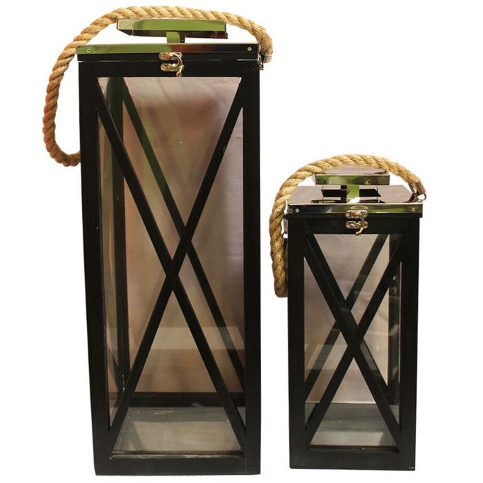 Designer 2 Piece Wooden Lantern