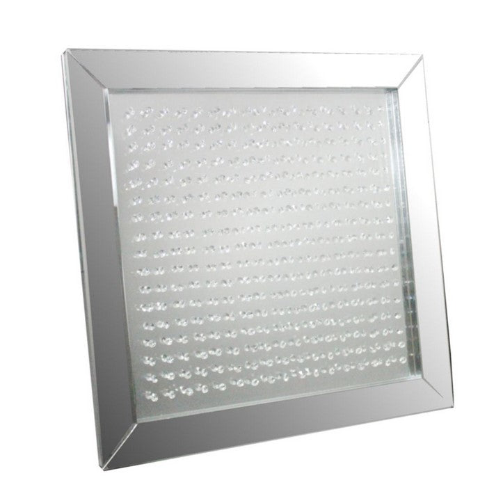 Exquisite Modern Glass Mirror with Crystal - Benzara