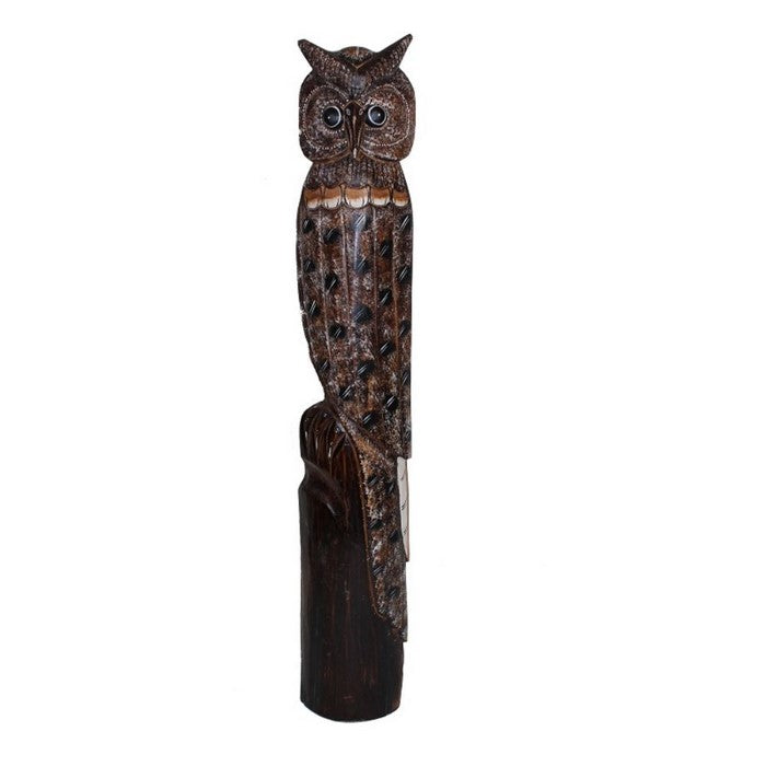 Stylish Wooden Standing Owl - Benzara